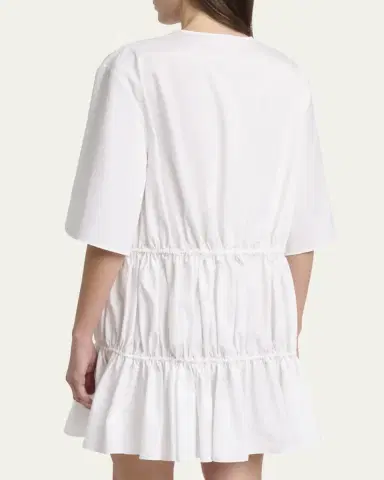Alaïa Short-Sleeve Tiered Tie Mini Dress | Thumbnail 3