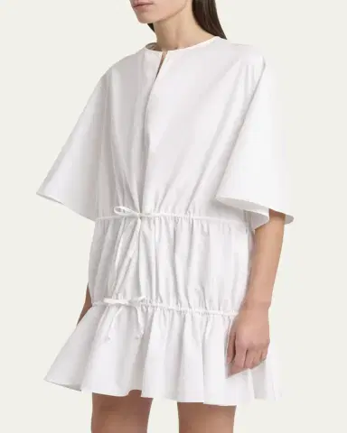Alaïa Short-Sleeve Tiered Tie Mini Dress | Thumbnail 4