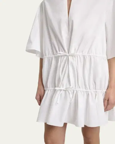 Alaïa Short-Sleeve Tiered Tie Mini Dress | Thumbnail 5