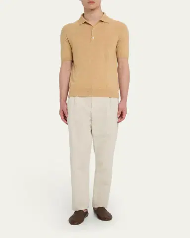 Bergdorf Goodman Men's Cashmere and Linen Short-Sleeve Polo Sweater | Thumbnail 2 Bergdorf Goodman Men's Cashmere and Linen Short-Sleeve Polo Sweater | Thumbnail 2