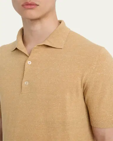 Bergdorf Goodman Men's Cashmere and Linen Short-Sleeve Polo Sweater | Thumbnail 5 Bergdorf Goodman Men's Cashmere and Linen Short-Sleeve Polo Sweater | Thumbnail 5