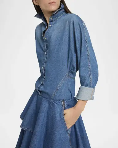 Alaïa Seamed Button-Down Denim Top | Thumbnail 4 Alaïa Seamed Button-Down Denim Top | Thumbnail 4