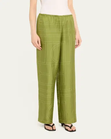TOTEME Monogram Silk Pajama Bottoms | Thumbnail 5 TOTEME Monogram Silk Pajama Bottoms | Thumbnail 5
