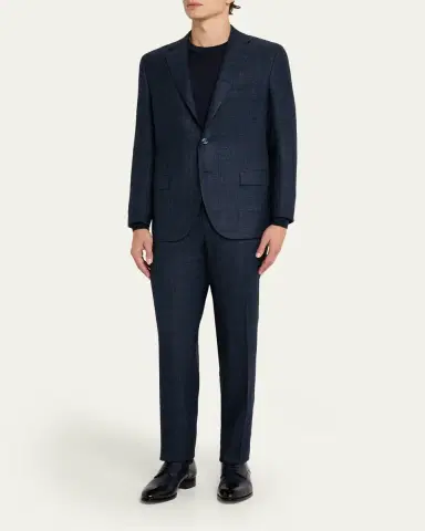 Kiton Men's Cashmere, Wool and Silk Plaid Two-Piece Suit | Thumbnail 2