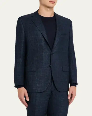 Kiton Men's Cashmere, Wool and Silk Plaid Two-Piece Suit | Thumbnail 4