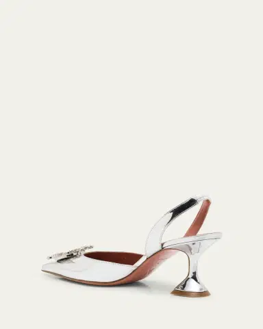 Amina Muaddi Begum Mirror Leather Ornament Slingback Pumps | Thumbnail 4