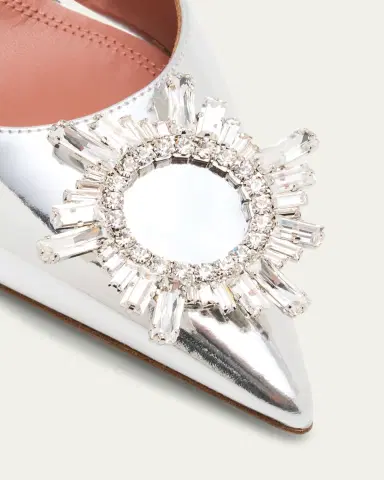 Amina Muaddi Begum Mirror Leather Ornament Slingback Pumps | Thumbnail 5