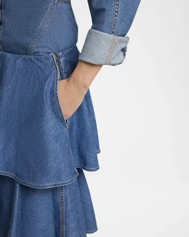 Alaïa Spiral Ruffle Denim Midi Skirt | Thumbnail 4 Alaïa Spiral Ruffle Denim Midi Skirt | Thumbnail 4