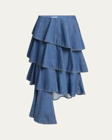 Alaïa Spiral Ruffle Denim Midi Skirt | Thumbnail 5 Alaïa Spiral Ruffle Denim Midi Skirt | Thumbnail 5