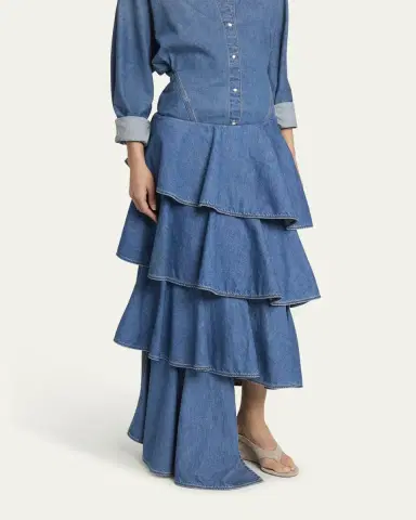 Alaïa Spiral Ruffle Denim Midi Skirt | Thumbnail 8 Alaïa Spiral Ruffle Denim Midi Skirt | Thumbnail 8