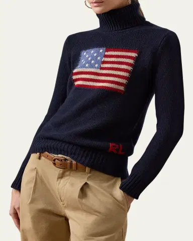 Ralph Lauren Collection Flag Cashmere Turtleneck Sweater | Thumbnail 5