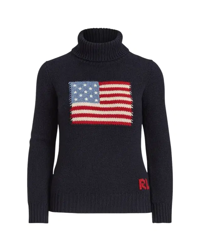 Flag Cashmere Turtleneck Sweater