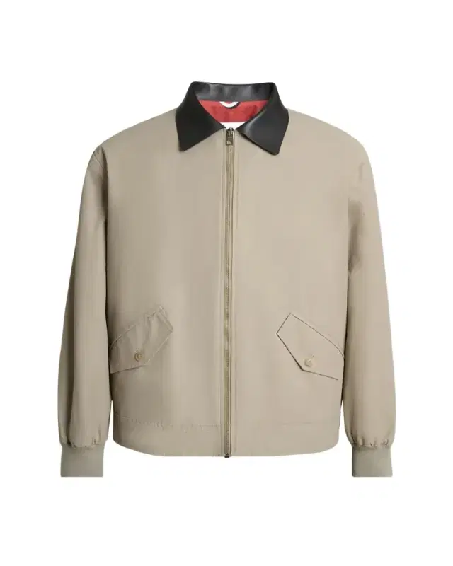 Men's Harrington Jacket w/ Leather Coilar