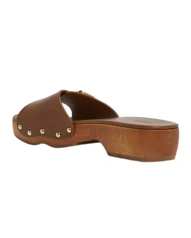 Chloe Jeannette Leather Buckle Clog Sandals