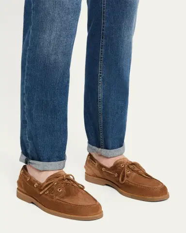Brunello Cucinelli Men's Suede Boat Shoes | Thumbnail 2