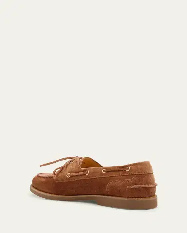 Brunello Cucinelli Men's Suede Boat Shoes | Thumbnail 4