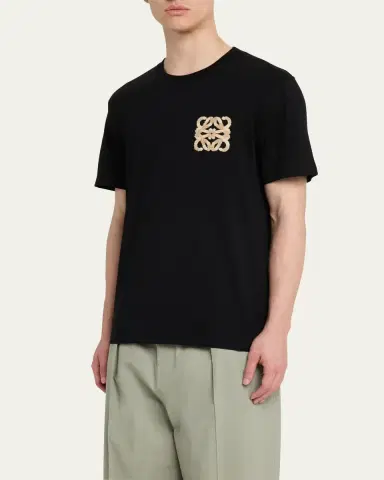 Loewe Men's Flocked Anagram Logo Jersey T-Shirt | Thumbnail 4 Loewe Men's Flocked Anagram Logo Jersey T-Shirt | Thumbnail 4