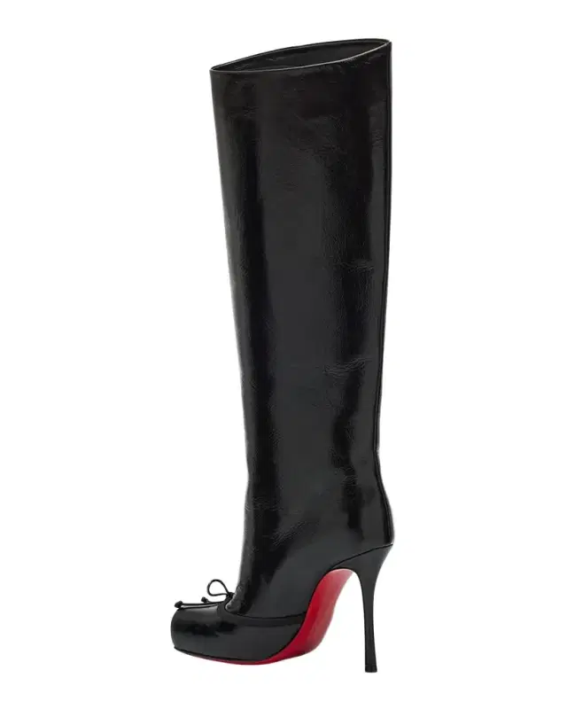 100mm Cassia Nodo Leather Knee Boots