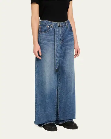 Sacai Belted Denim Wide-Leg Pants | Thumbnail 4