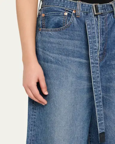 Sacai Belted Denim Wide-Leg Pants | Thumbnail 5