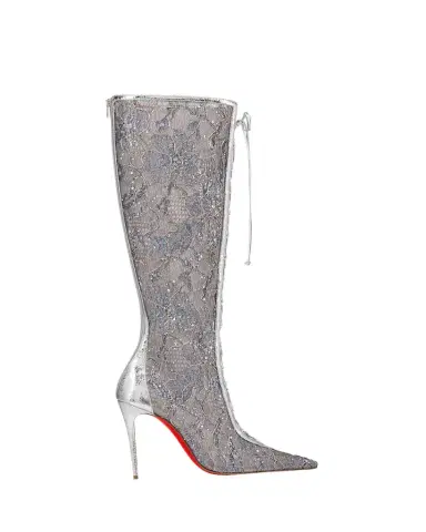 Christian Louboutin KM Lace Strass Red Sole Knee-High Boots | Thumbnail 1 Christian Louboutin KM Lace Strass Red Sole Knee-High Boots | Thumbnail 1
