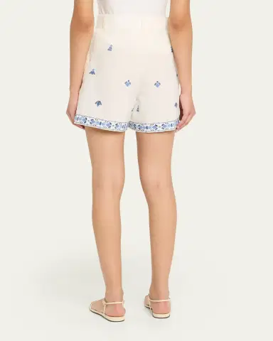 Emporio Sirenuse Beatrice Astragal Embroidered Linen Shorts | Thumbnail 3 Emporio Sirenuse Beatrice Astragal Embroidered Linen Shorts | Thumbnail 3