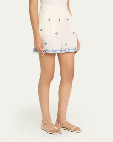Emporio Sirenuse Beatrice Astragal Embroidered Linen Shorts | Thumbnail 4 Emporio Sirenuse Beatrice Astragal Embroidered Linen Shorts | Thumbnail 4