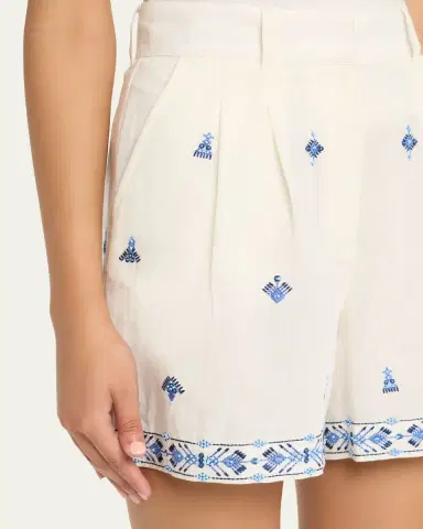 Emporio Sirenuse Beatrice Astragal Embroidered Linen Shorts | Thumbnail 5 Emporio Sirenuse Beatrice Astragal Embroidered Linen Shorts | Thumbnail 5