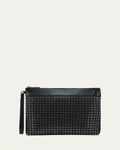 Christian Louboutin Men's Funky Suede & Leather Spike Wrist Pouch | Thumbnail 3 Christian Louboutin Men's Funky Suede & Leather Spike Wrist Pouch | Thumbnail 3