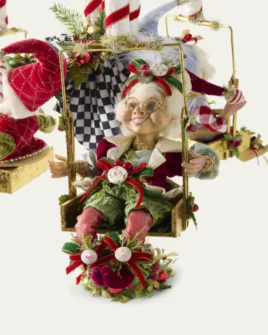 Mark Roberts Candycane Carousel with Elf Christmas Decoration | Thumbnail 2