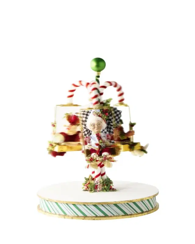 Mark Roberts Candycane Carousel with Elf Christmas Decoration