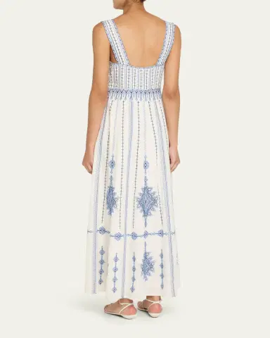 Emporio Sirenuse Nellie Astragal Embroidered Sleeveless Maxi Dress | Thumbnail 3 Emporio Sirenuse Nellie Astragal Embroidered Sleeveless Maxi Dress | Thumbnail 3