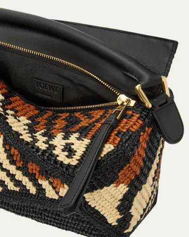 Loewe Puzzle Edge Small Top-Handle Bag in Raffia and Leather | Thumbnail 4 Loewe Puzzle Edge Small Top-Handle Bag in Raffia and Leather | Thumbnail 4
