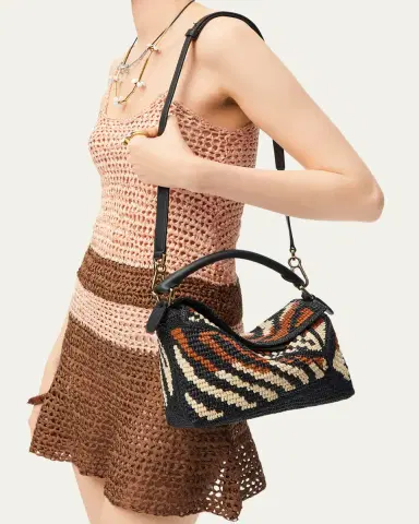 Loewe Puzzle Edge Small Top-Handle Bag in Raffia and Leather | Thumbnail 5 Loewe Puzzle Edge Small Top-Handle Bag in Raffia and Leather | Thumbnail 5