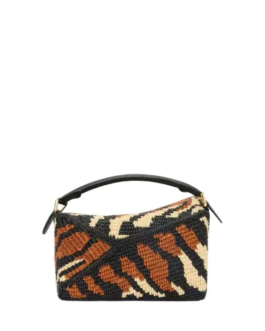 Loewe Puzzle Edge Small Top-Handle Bag in Raffia and Leather | Thumbnail 1 Loewe Puzzle Edge Small Top-Handle Bag in Raffia and Leather | Thumbnail 1