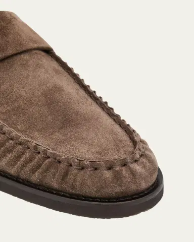 Bergdorf Goodman Men's Suede Moc-Toe Penny Loafers | Thumbnail 5 Bergdorf Goodman Men's Suede Moc-Toe Penny Loafers | Thumbnail 5