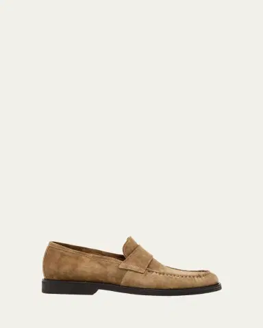 Bergdorf Goodman Men's Suede Moc-Toe Penny Loafers | Thumbnail 6 Bergdorf Goodman Men's Suede Moc-Toe Penny Loafers | Thumbnail 6
