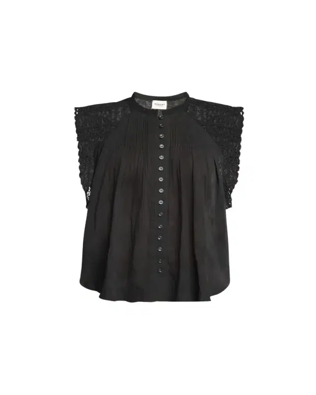 Gresia Sleeveless Lace Button-Front Top