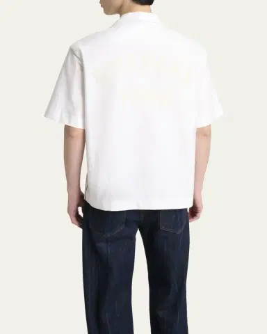 Givenchy Men's Logo-Back Poplin Bowling Shirt | Thumbnail 3 Givenchy Men's Logo-Back Poplin Bowling Shirt | Thumbnail 3