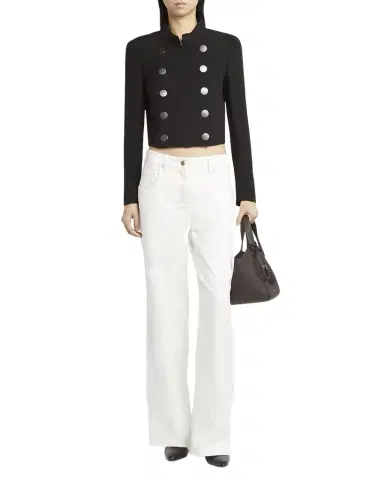 Giorgio Armani Wide Leg Stretch-Cotton Jeans | Thumbnail 1