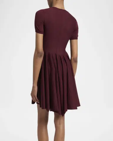 Alaïa Short-Sleeve Fit-&-Flare Mini Dress | Thumbnail 2