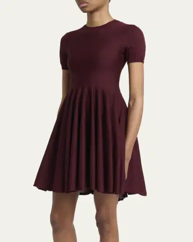 Alaïa Short-Sleeve Fit-&-Flare Mini Dress | Thumbnail 13