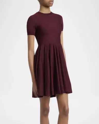 Alaïa Short-Sleeve Fit-&-Flare Mini Dress | Thumbnail 3