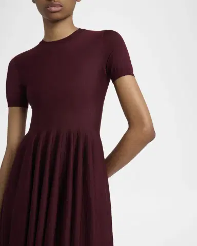 Alaïa Short-Sleeve Fit-&-Flare Mini Dress | Thumbnail 4