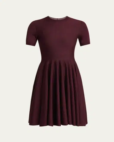 Alaïa Short-Sleeve Fit-&-Flare Mini Dress | Thumbnail 5