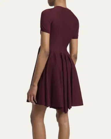 Alaïa Short-Sleeve Fit-&-Flare Mini Dress | Thumbnail 7