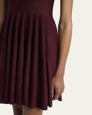 Alaïa Short-Sleeve Fit-&-Flare Mini Dress | Thumbnail 9
