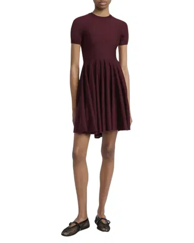 Alaïa Short-Sleeve Fit-&-Flare Mini Dress | Thumbnail 1