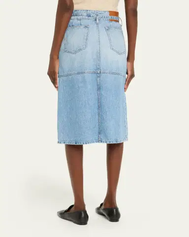 Brandon Maxwell Cecilia Belted Denim Midi Skirt | Thumbnail 3