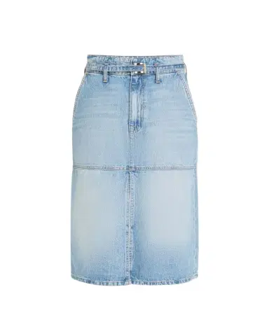 Brandon Maxwell Cecilia Belted Denim Midi Skirt | Thumbnail 1